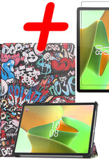 BASEY. Hoesje Geschikt voor Lenovo Tab P11 Pro Hoes Case Tablet Hoesje Tri-fold Met Uitsparing Geschikt voor Lenovo Pen Met Screenprotector - Hoes Geschikt voor Lenovo Tab P11 Pro Hoesje Hard Cover Bookcase Hoes - Graffity