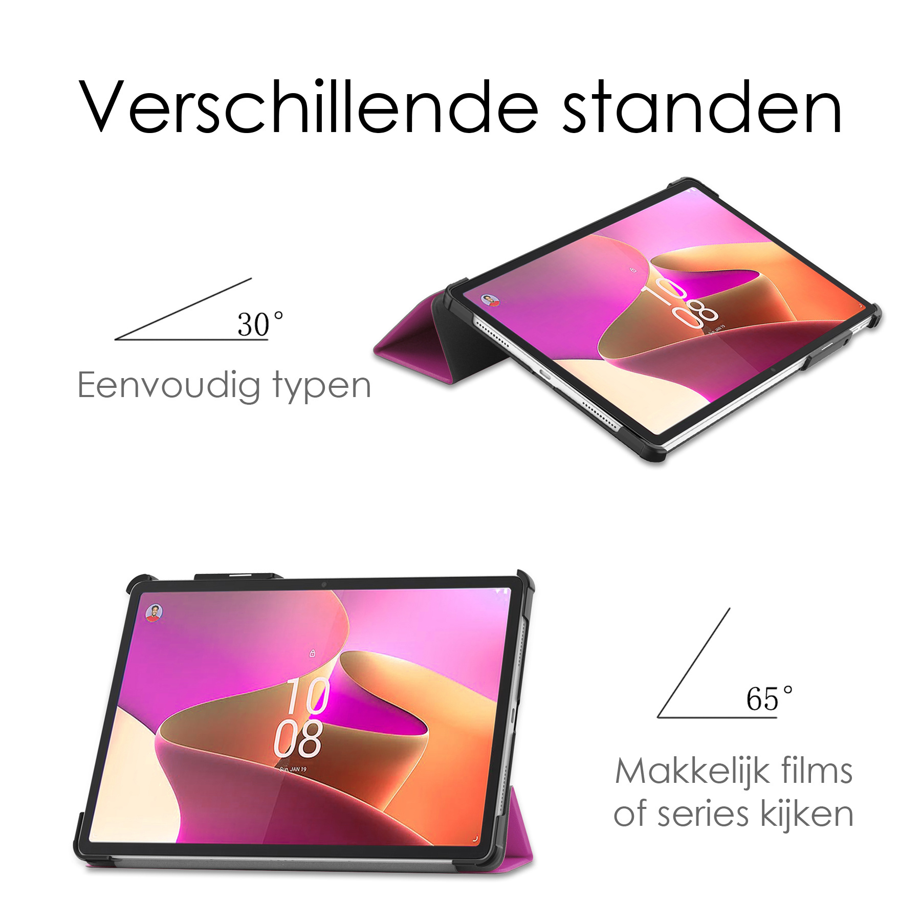 NoXx Hoesje Geschikt voor Lenovo Tab P11 Pro Hoesje Case Hard Cover Hoes Book Case Met Uitsparing Geschikt voor Lenovo Pen Met Screenprotector - Paars