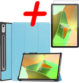 BASEY. BASEY. Lenovo Tab P11 Pro (2e Gen) Hoesje Met Uitsparing Apple Pencil Met Screenprotector - Lichtblauw