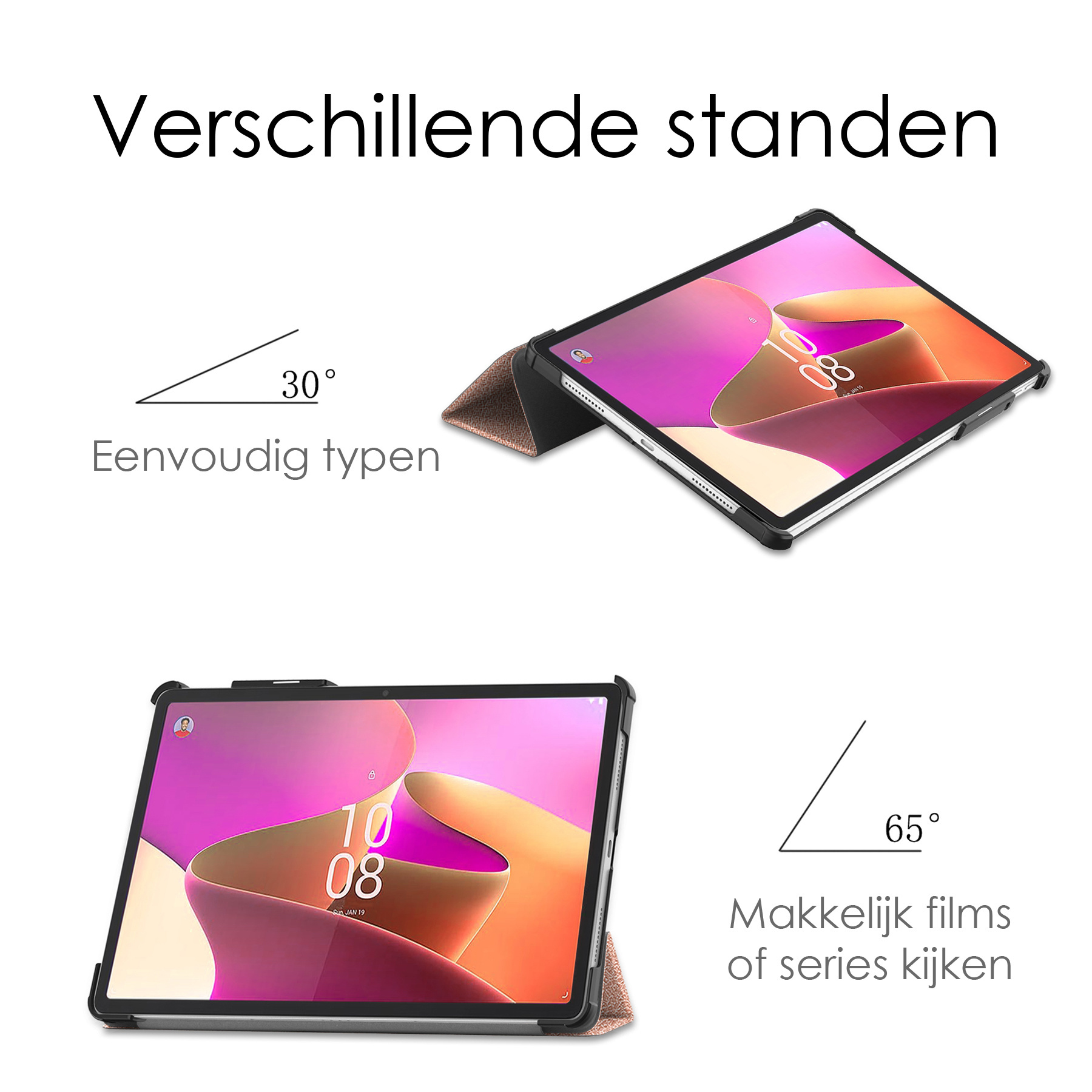 NoXx Hoesje Geschikt voor Lenovo Tab P11 Pro Hoesje Case Hard Cover Hoes Book Case Met Uitsparing Geschikt voor Lenovo Pen Met Screenprotector - Rosé goud