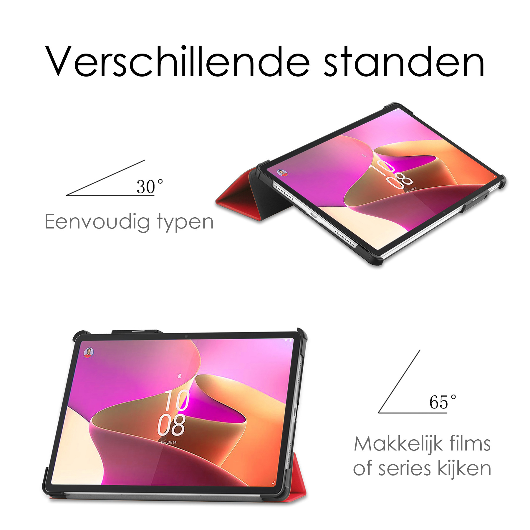 NoXx Hoesje Geschikt voor Lenovo Tab P11 Pro Hoesje Case Hard Cover Hoes Book Case Met Uitsparing Geschikt voor Lenovo Pen Met Screenprotector - Rood