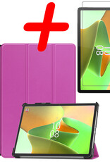 BASEY. Hoesje Geschikt voor Lenovo Tab P11 Pro Hoes Case Tablet Hoesje Tri-fold Met Uitsparing Geschikt voor Lenovo Pen Met Screenprotector - Hoes Geschikt voor Lenovo Tab P11 Pro Hoesje Hard Cover Bookcase Hoes - Paars