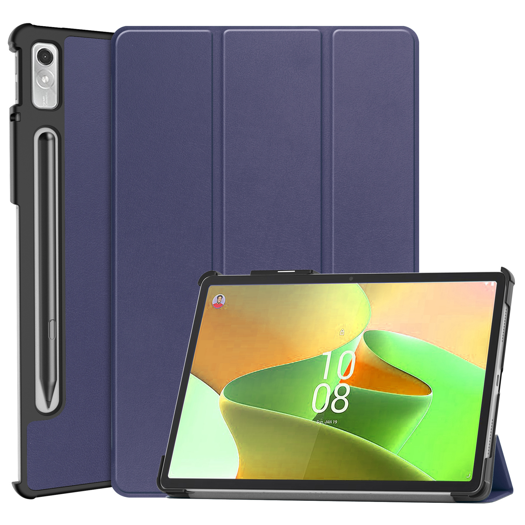 BASEY. Hoesje Geschikt voor Lenovo Tab P11 Pro Hoes Case Tablet Hoesje Tri-fold Met Uitsparing Geschikt voor Lenovo Pen Met Screenprotector - Hoes Geschikt voor Lenovo Tab P11 Pro Hoesje Hard Cover Bookcase Hoes - Donkerblauw