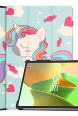 BASEY. Hoesje Geschikt voor Lenovo Tab P11 Pro Hoes Case Tablet Hoesje Tri-fold Met Uitsparing Geschikt voor Lenovo Pen Met Screenprotector - Hoes Geschikt voor Lenovo Tab P11 Pro Hoesje Hard Cover Bookcase Hoes - Eenhoorn
