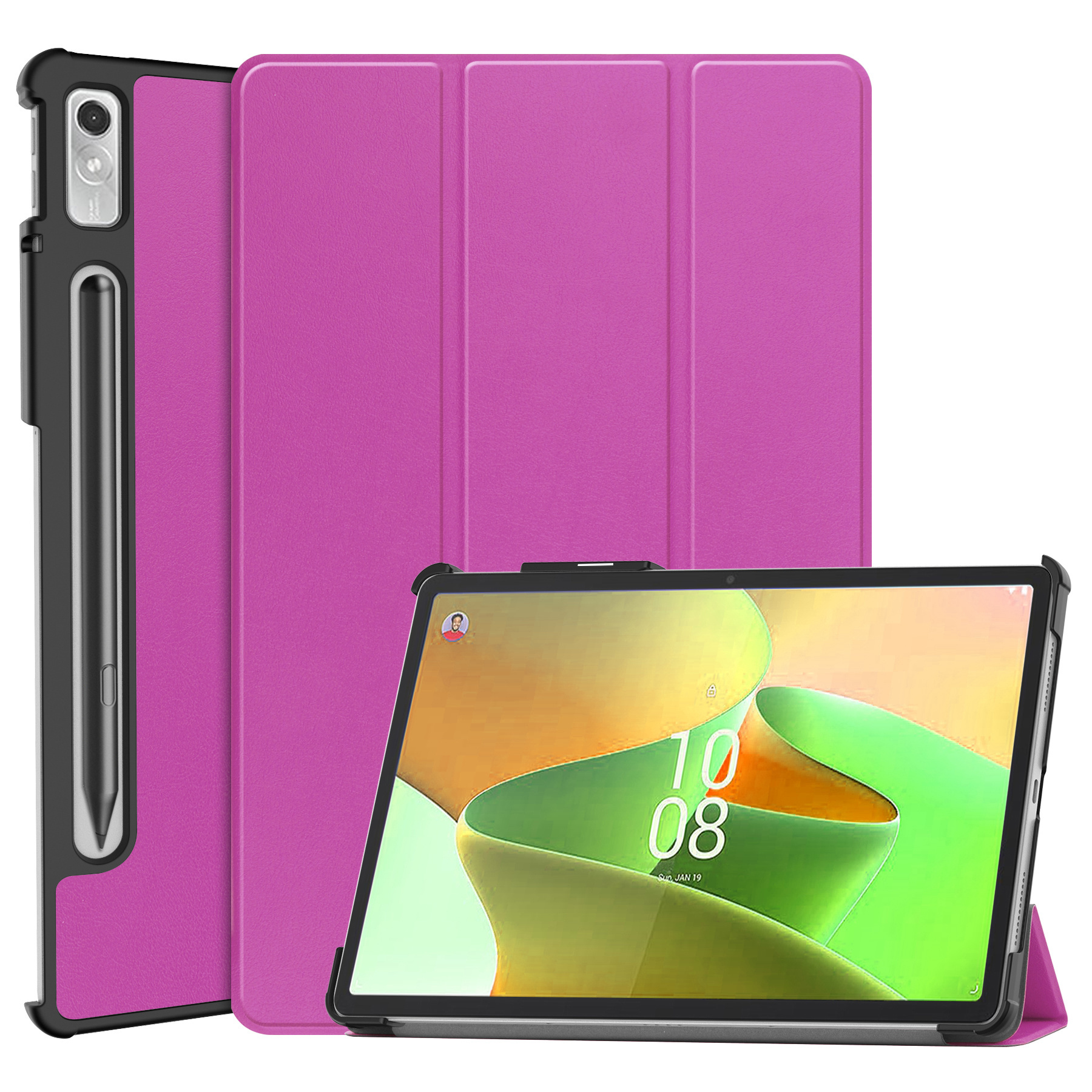 BASEY. Hoesje Geschikt voor Lenovo Tab P11 Pro Hoes Case Tablet Hoesje Tri-fold Met Uitsparing Geschikt voor Lenovo Pen Met Screenprotector - Hoes Geschikt voor Lenovo Tab P11 Pro Hoesje Hard Cover Bookcase Hoes - Paars