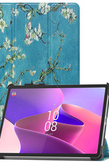 Nomfy Hoes Geschikt voor Lenovo Tab P11 Pro Hoes Tri-fold Tablet Hoesje Case Met Uitsparing Geschikt voor Lenovo Pen Met Screenprotector - Hoesje Geschikt voor Lenovo Tab P11 Pro Hoesje Hardcover Bookcase - Bloesem