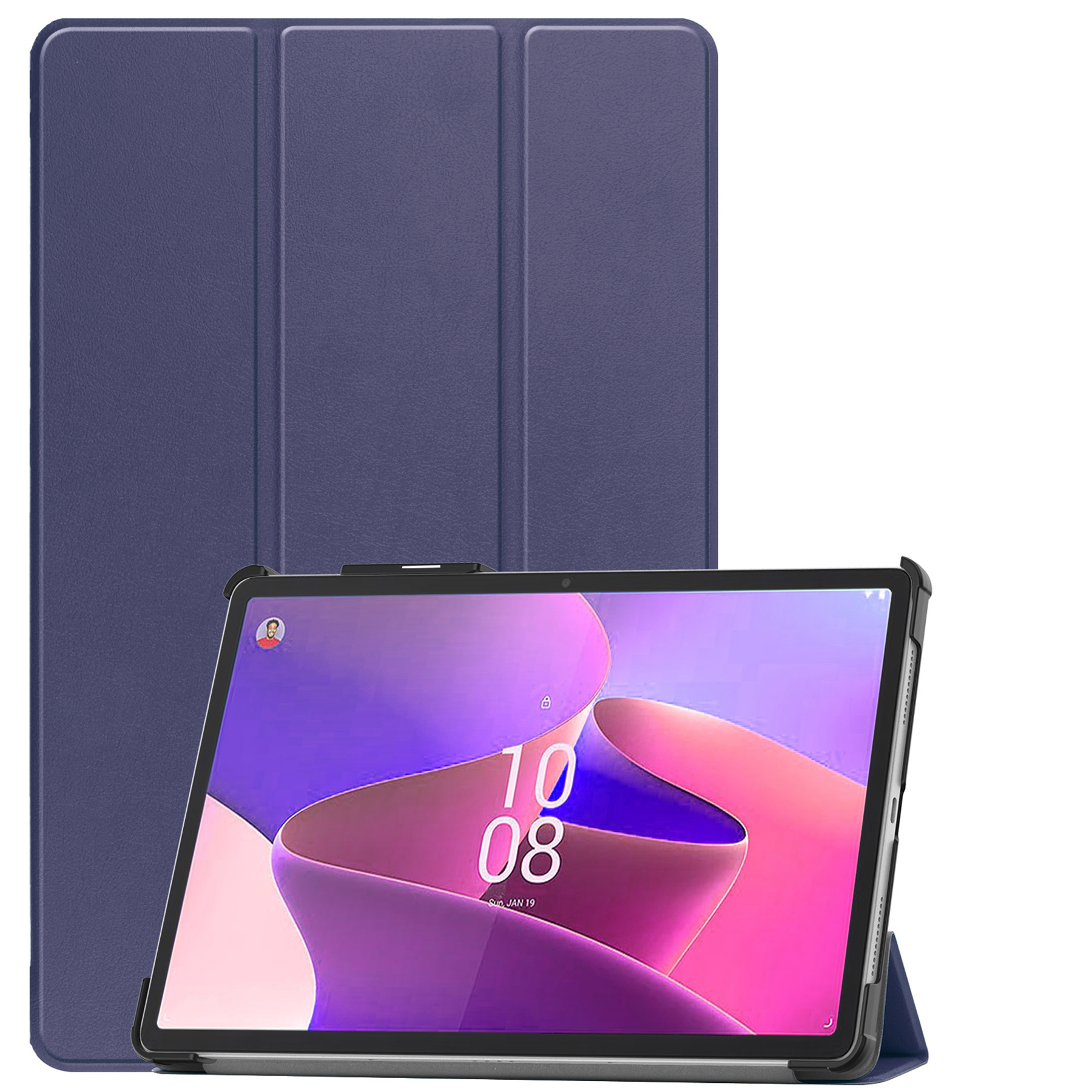 Nomfy Hoes Geschikt voor Lenovo Tab P11 Pro Hoes Tri-fold Tablet Hoesje Case Met Uitsparing Geschikt voor Lenovo Pen Met Screenprotector - Hoesje Geschikt voor Lenovo Tab P11 Pro Hoesje Hardcover Bookcase - Donkerblauw