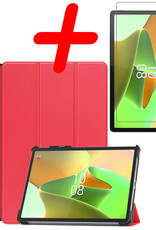 BASEY. Hoesje Geschikt voor Lenovo Tab P11 Pro Hoes Case Tablet Hoesje Tri-fold Met Uitsparing Geschikt voor Lenovo Pen Met Screenprotector - Hoes Geschikt voor Lenovo Tab P11 Pro Hoesje Hard Cover Bookcase Hoes - Rood