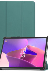 Nomfy Hoes Geschikt voor Lenovo Tab P11 Pro Hoes Tri-fold Tablet Hoesje Case Met Uitsparing Geschikt voor Lenovo Pen Met Screenprotector - Hoesje Geschikt voor Lenovo Tab P11 Pro Hoesje Hardcover Bookcase - Donkergroen
