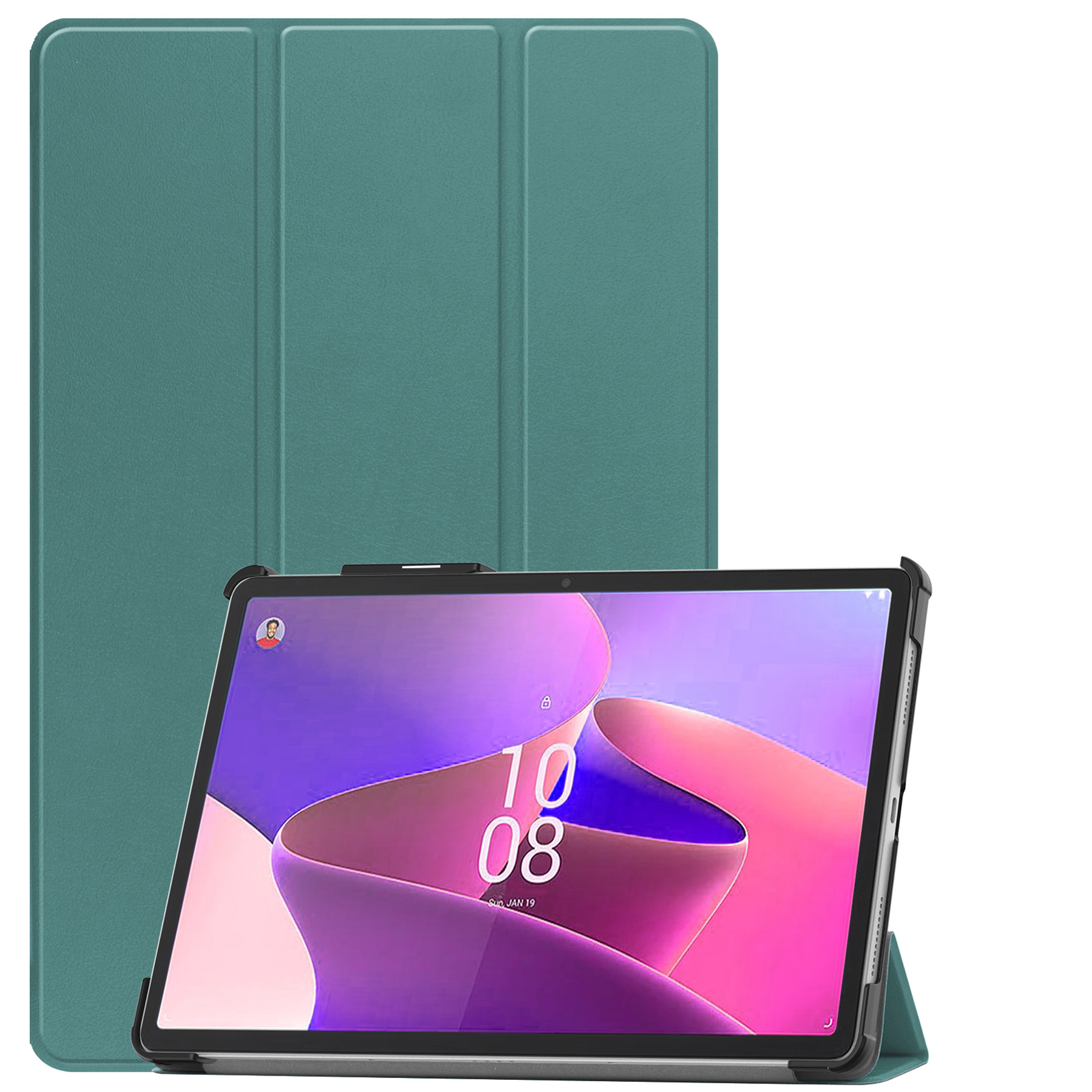 Nomfy Hoes Geschikt voor Lenovo Tab P11 Pro Hoes Tri-fold Tablet Hoesje Case Met Uitsparing Geschikt voor Lenovo Pen Met Screenprotector - Hoesje Geschikt voor Lenovo Tab P11 Pro Hoesje Hardcover Bookcase - Donkergroen