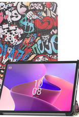 Nomfy Hoes Geschikt voor Lenovo Tab P11 Pro Hoes Tri-fold Tablet Hoesje Case Met Uitsparing Geschikt voor Lenovo Pen Met Screenprotector - Hoesje Geschikt voor Lenovo Tab P11 Pro Hoesje Hardcover Bookcase - Graffity