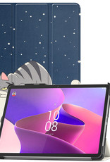 Nomfy Hoes Geschikt voor Lenovo Tab P11 Pro Hoes Tri-fold Tablet Hoesje Case Met Uitsparing Geschikt voor Lenovo Pen Met Screenprotector - Hoesje Geschikt voor Lenovo Tab P11 Pro Hoesje Hardcover Bookcase - Kat
