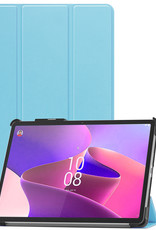 Nomfy Hoes Geschikt voor Lenovo Tab P11 Pro Hoes Tri-fold Tablet Hoesje Case Met Uitsparing Geschikt voor Lenovo Pen Met Screenprotector - Hoesje Geschikt voor Lenovo Tab P11 Pro Hoesje Hardcover Bookcase - Lichtblauw