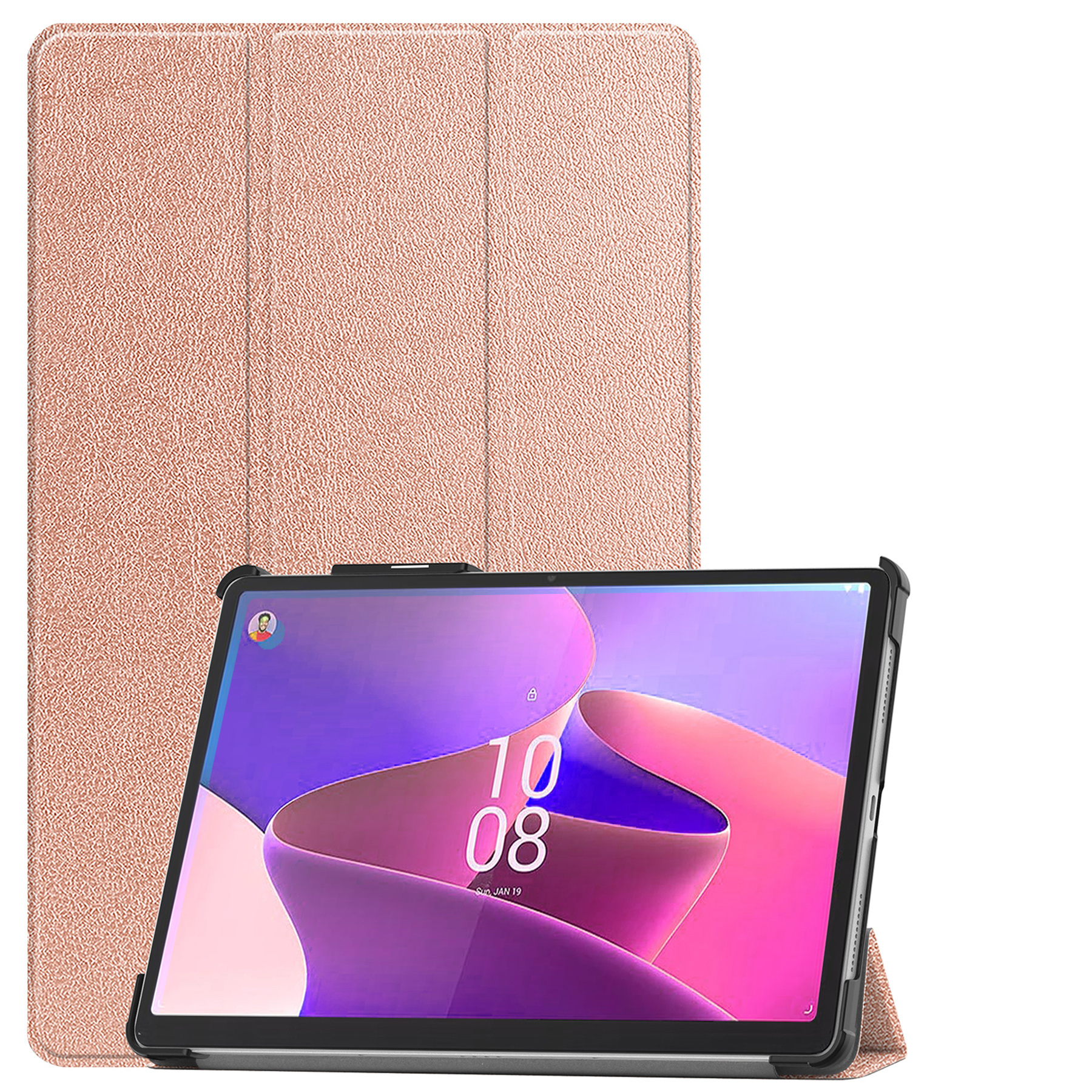 Nomfy Hoes Geschikt voor Lenovo Tab P11 Pro Hoes Tri-fold Tablet Hoesje Case Met Uitsparing Geschikt voor Lenovo Pen Met Screenprotector - Hoesje Geschikt voor Lenovo Tab P11 Pro Hoesje Hardcover Bookcase - Rosé goud
