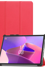 Nomfy Hoes Geschikt voor Lenovo Tab P11 Pro Hoes Tri-fold Tablet Hoesje Case Met Uitsparing Geschikt voor Lenovo Pen Met Screenprotector - Hoesje Geschikt voor Lenovo Tab P11 Pro Hoesje Hardcover Bookcase - Rood