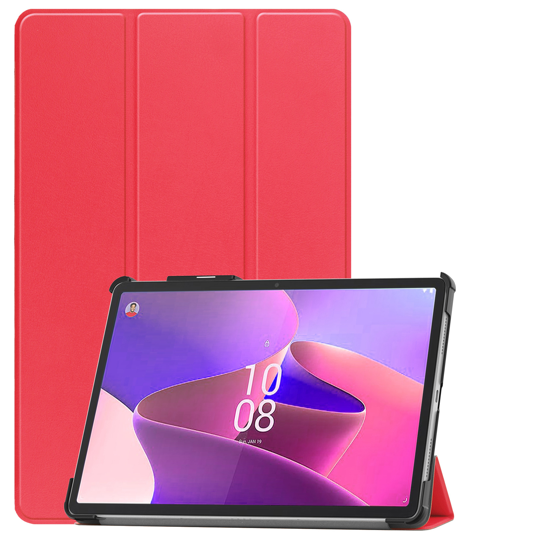 Nomfy Hoes Geschikt voor Lenovo Tab P11 Pro Hoes Tri-fold Tablet Hoesje Case Met Uitsparing Geschikt voor Lenovo Pen Met Screenprotector - Hoesje Geschikt voor Lenovo Tab P11 Pro Hoesje Hardcover Bookcase - Rood