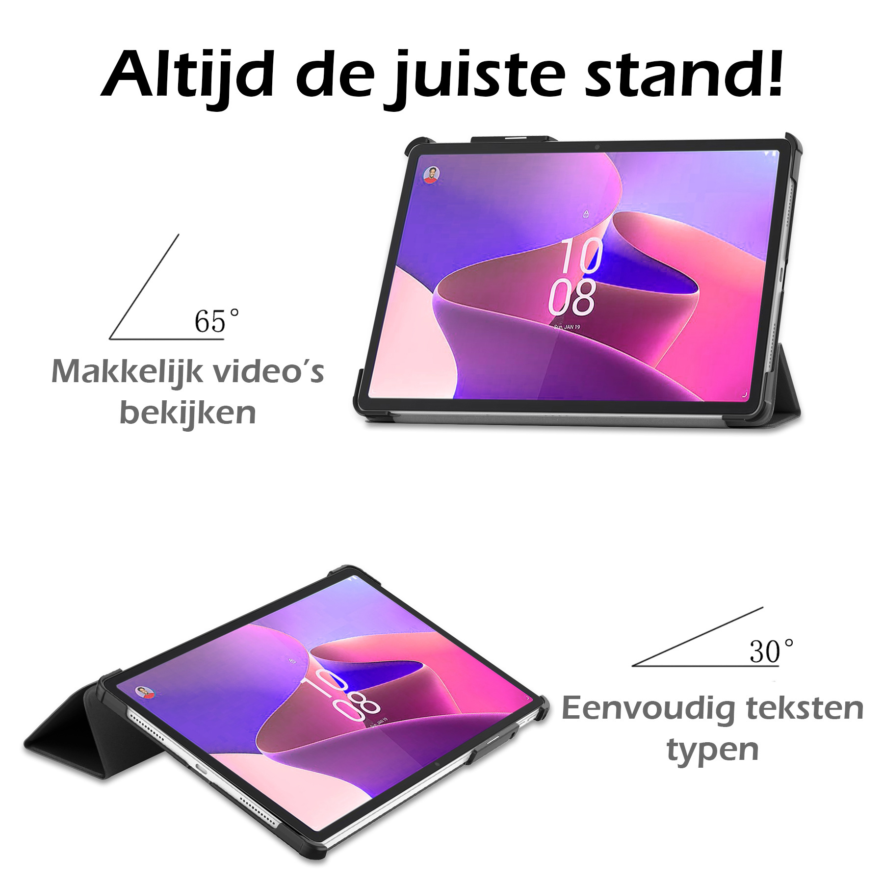 Nomfy Hoes Geschikt voor Lenovo Tab P11 Pro Hoes Tri-fold Tablet Hoesje Case Met Uitsparing Geschikt voor Lenovo Pen Met Screenprotector - Hoesje Geschikt voor Lenovo Tab P11 Pro Hoesje Hardcover Bookcase - Zwart