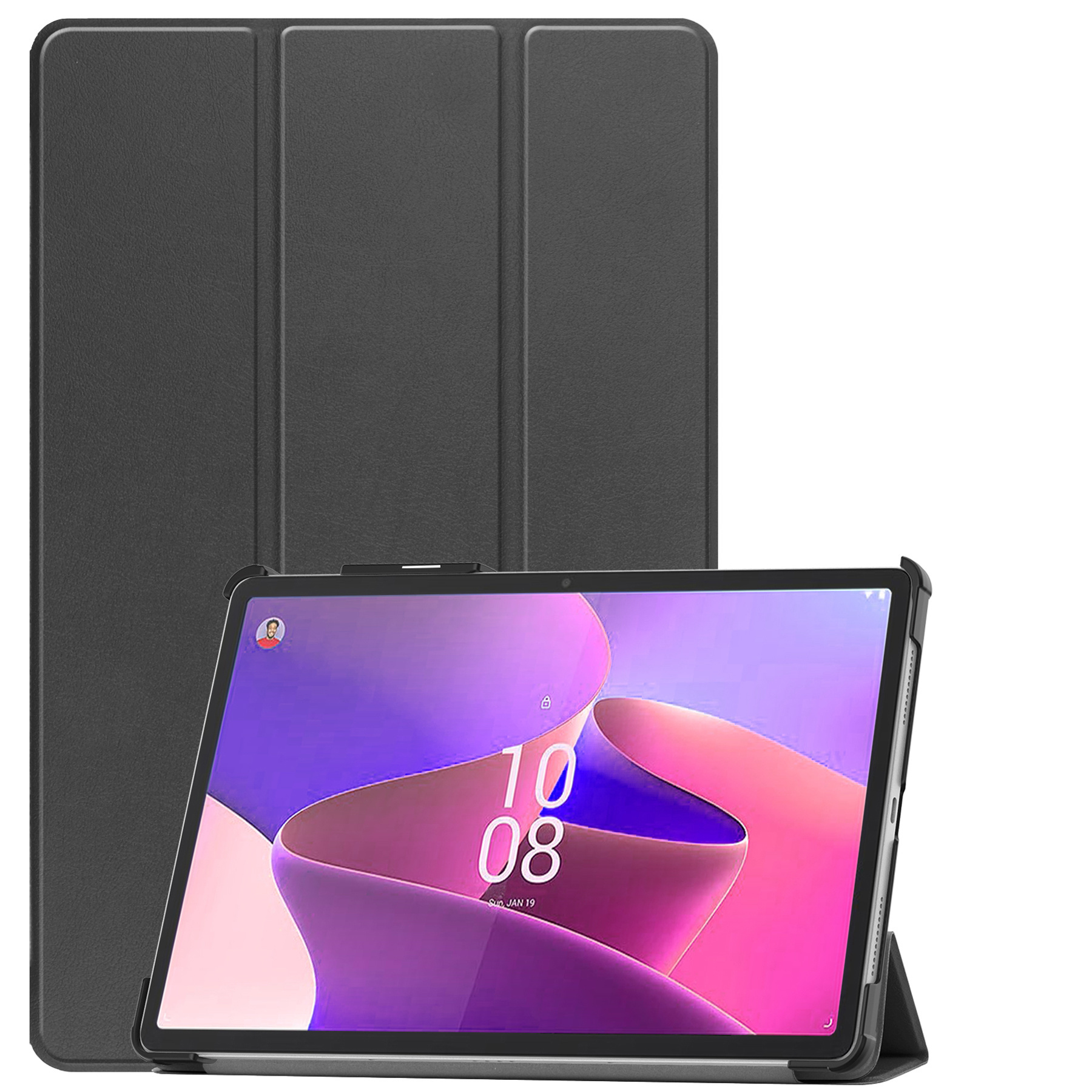 Nomfy Hoes Geschikt voor Lenovo Tab P11 Pro Hoes Tri-fold Tablet Hoesje Case Met Uitsparing Geschikt voor Lenovo Pen Met Screenprotector - Hoesje Geschikt voor Lenovo Tab P11 Pro Hoesje Hardcover Bookcase - Zwart