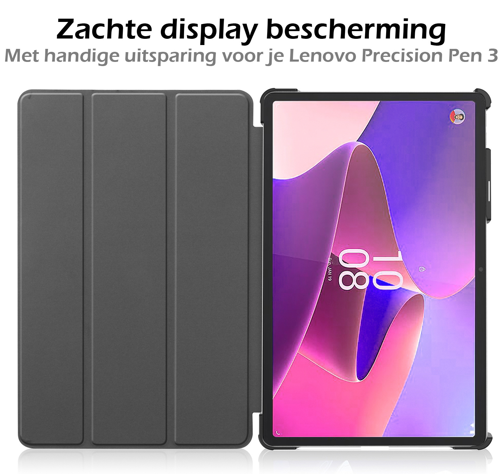 Nomfy Hoes Geschikt voor Lenovo Tab P11 Pro Hoes Tri-fold Tablet Hoesje Case Met Uitsparing Geschikt voor Lenovo Pen Met Screenprotector - Hoesje Geschikt voor Lenovo Tab P11 Pro Hoesje Hardcover Bookcase - Zwart
