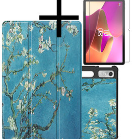 NoXx NoXx Lenovo Tab P11 Pro (2e Gen) Hoesje Met Uitsparing Apple Pencil Met Screenprotector - Bloesem