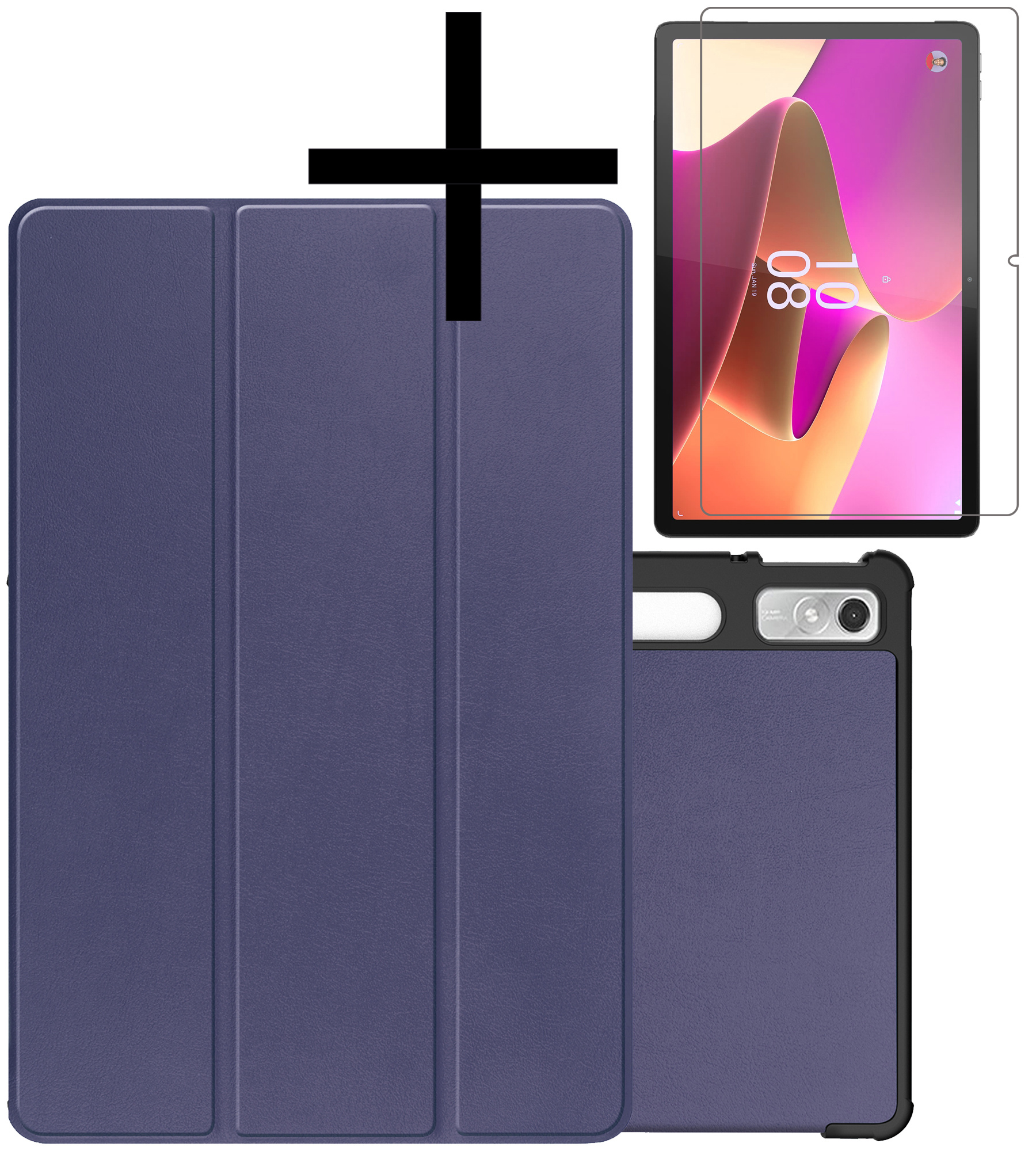 NoXx Hoesje Geschikt voor Lenovo Tab P11 Pro Hoesje Case Hard Cover Hoes Book Case Met Uitsparing Geschikt voor Lenovo Pen Met Screenprotector - Donkerblauw