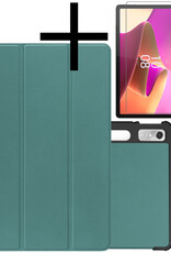 NoXx Hoesje Geschikt voor Lenovo Tab P11 Pro Hoesje Case Hard Cover Hoes Book Case Met Uitsparing Geschikt voor Lenovo Pen Met Screenprotector - Donkergroen