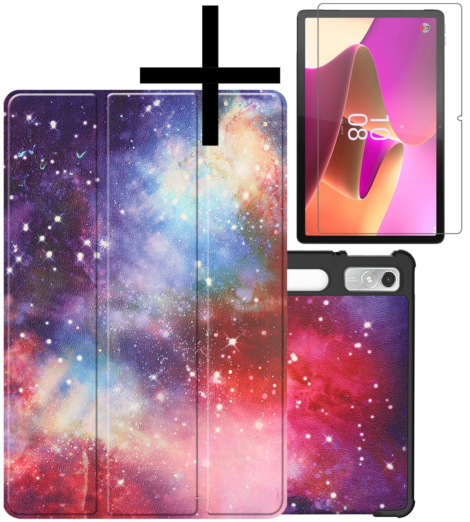 NoXx Hoesje Geschikt voor Lenovo Tab P11 Pro Hoesje Case Hard Cover Hoes Book Case Met Uitsparing Geschikt voor Lenovo Pen Met Screenprotector - Galaxy