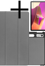 NoXx Lenovo Tab P11 Pro (Gen 2) Hoesje Case Hard Cover Met Lenovo Pen Uitsparing Hoes Bookcase Met Screenprotector - Grijs
