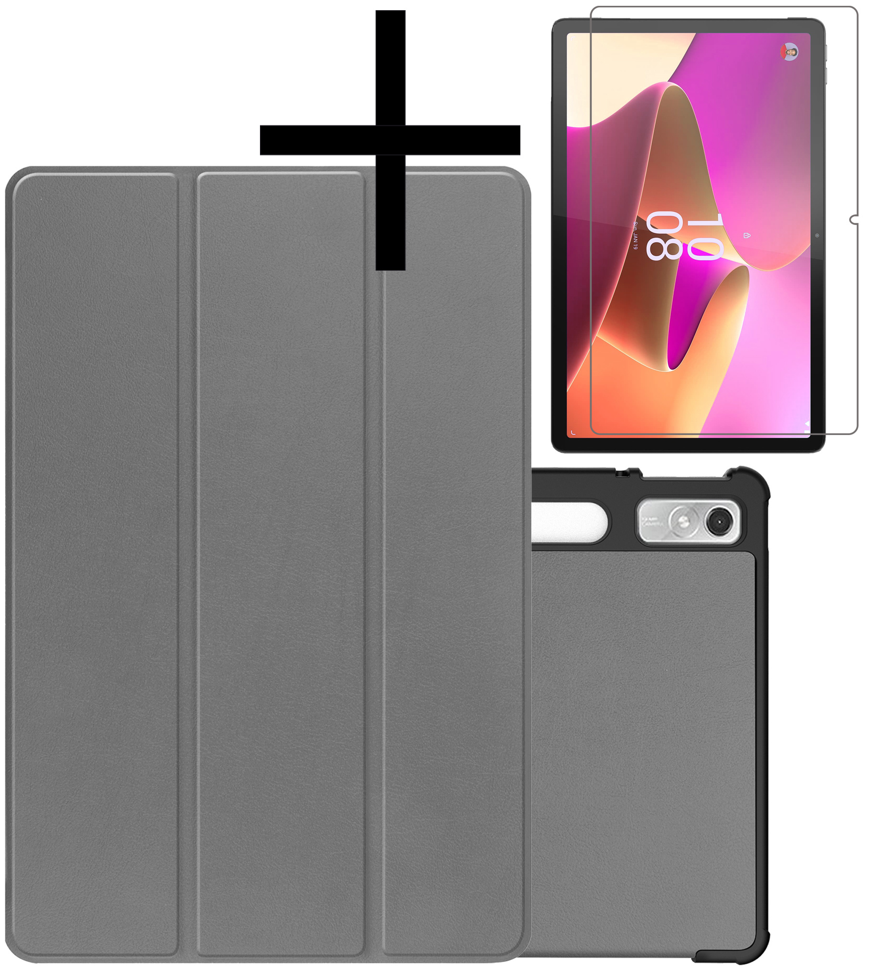 NoXx Hoesje Geschikt voor Lenovo Tab P11 Pro Hoesje Case Hard Cover Hoes Book Case Met Uitsparing Geschikt voor Lenovo Pen Met Screenprotector - Grijs