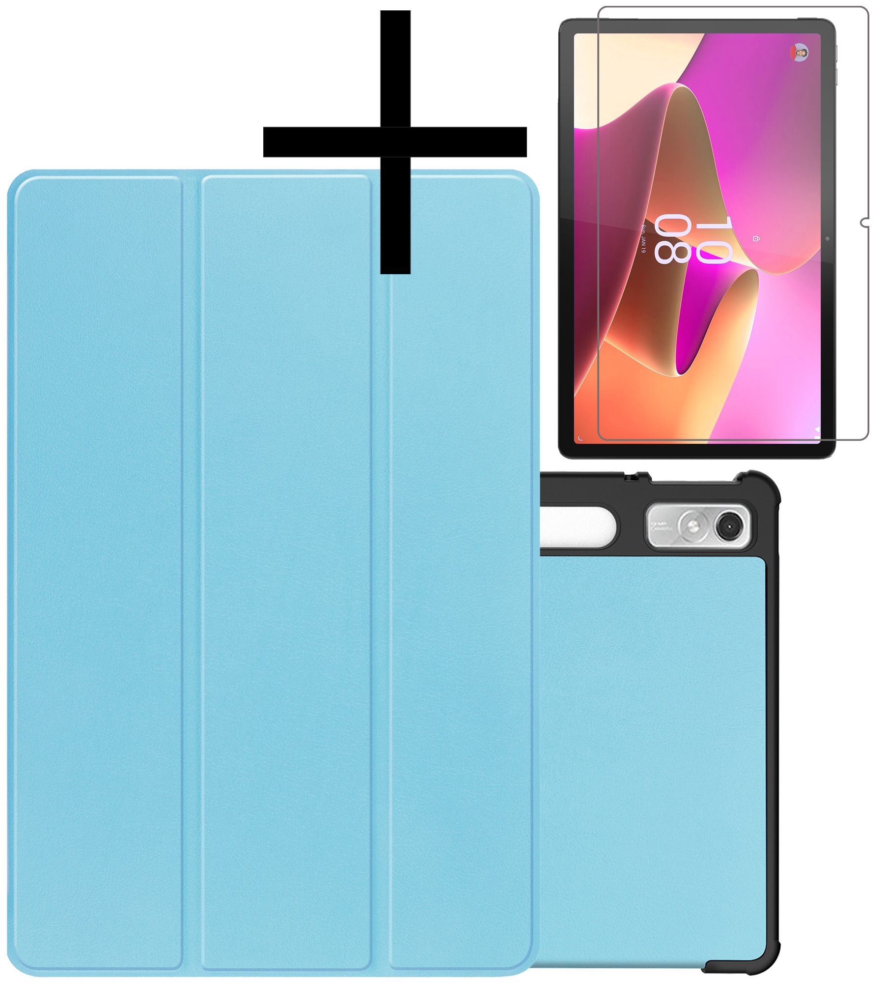 NoXx Hoesje Geschikt voor Lenovo Tab P11 Pro Hoesje Case Hard Cover Hoes Book Case Met Uitsparing Geschikt voor Lenovo Pen Met Screenprotector - Lichtblauw