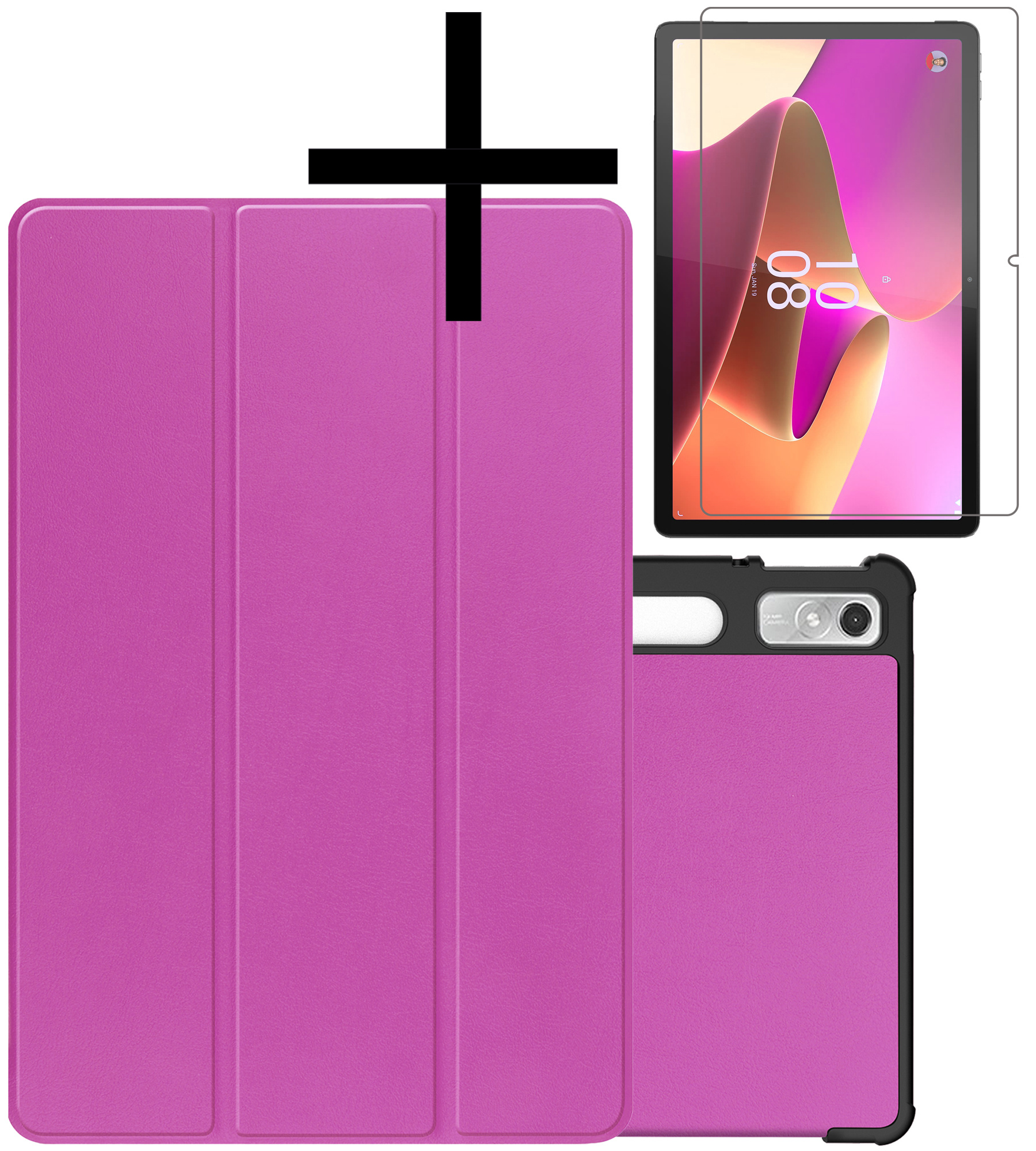NoXx Hoesje Geschikt voor Lenovo Tab P11 Pro Hoesje Case Hard Cover Hoes Book Case Met Uitsparing Geschikt voor Lenovo Pen Met Screenprotector - Paars