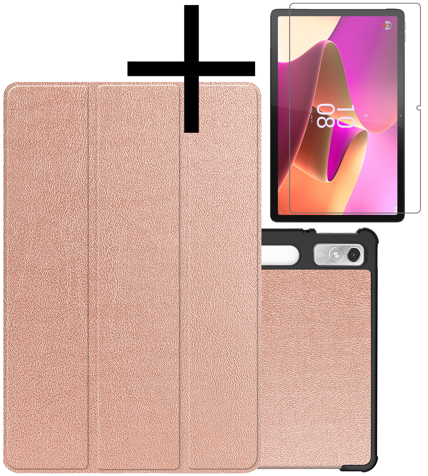 NoXx Hoesje Geschikt voor Lenovo Tab P11 Pro Hoesje Case Hard Cover Hoes Book Case Met Uitsparing Geschikt voor Lenovo Pen Met Screenprotector - Rosé goud