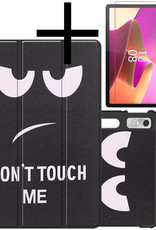 NoXx Hoesje Geschikt voor Lenovo Tab P11 Pro Hoesje Case Hard Cover Hoes Book Case Met Uitsparing Geschikt voor Lenovo Pen Met Screenprotector - Don't Touch Me