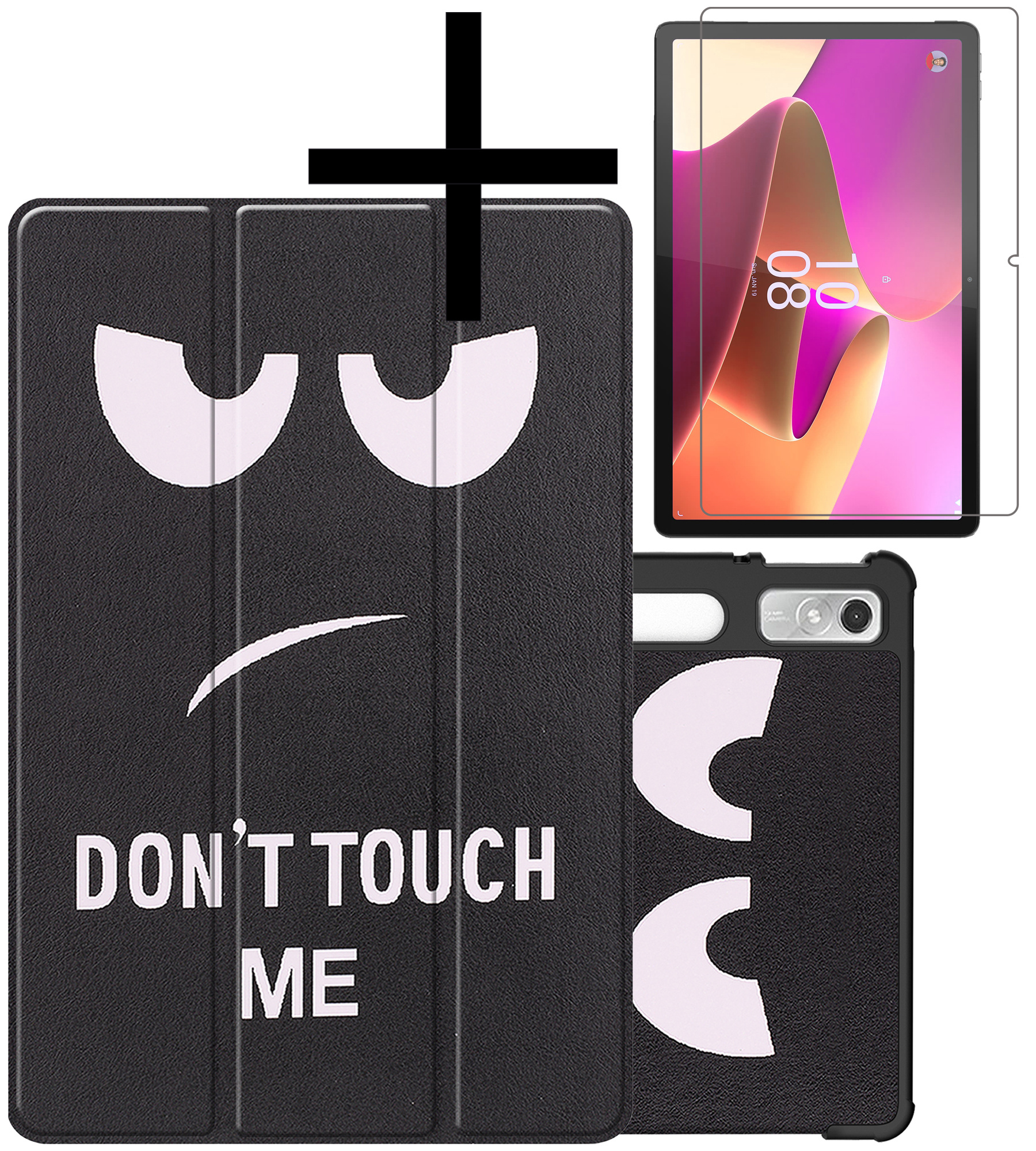 NoXx Hoesje Geschikt voor Lenovo Tab P11 Pro Hoesje Case Hard Cover Hoes Book Case Met Uitsparing Geschikt voor Lenovo Pen Met Screenprotector - Don't Touch Me