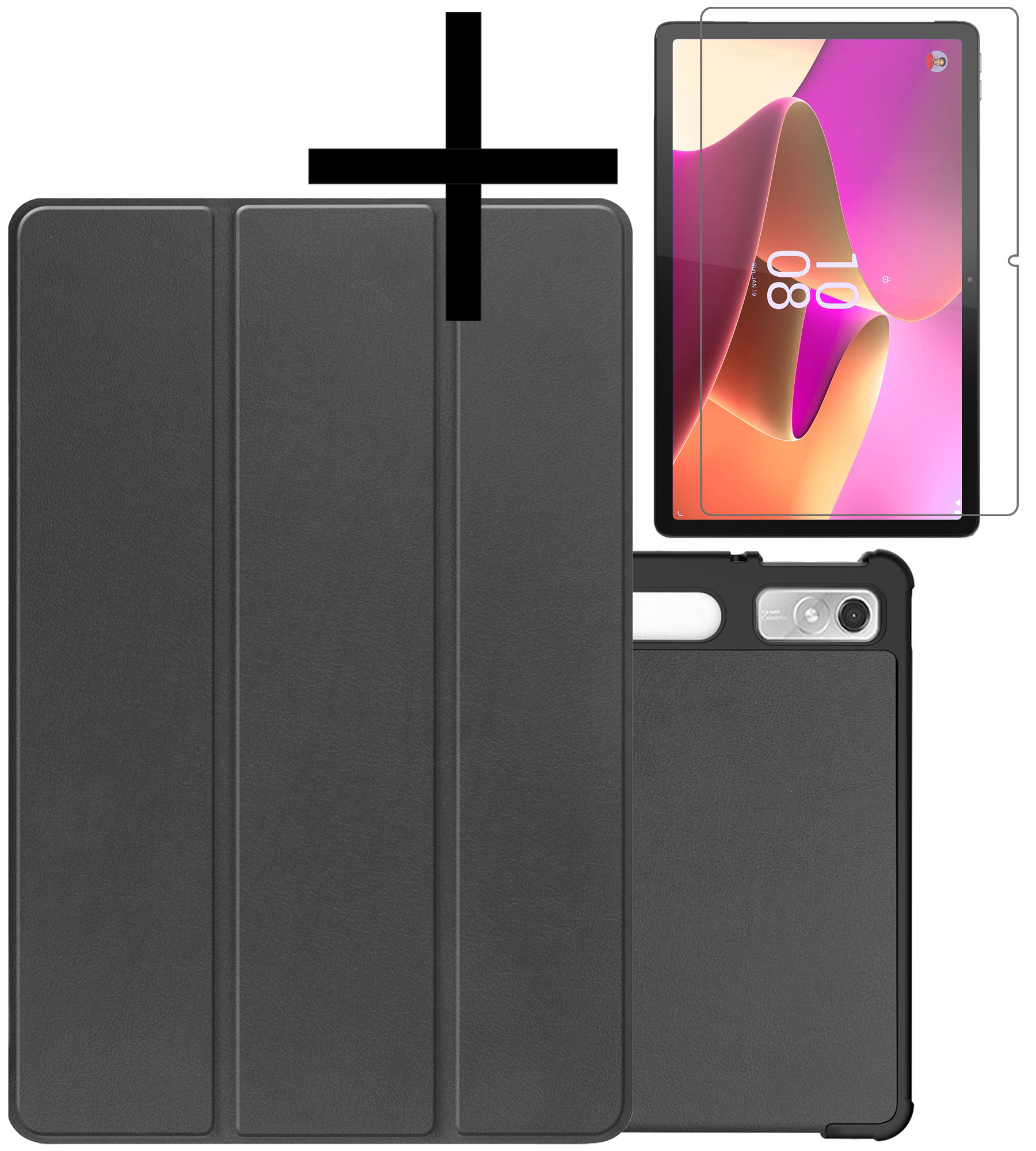 NoXx Hoesje Geschikt voor Lenovo Tab P11 Pro Hoesje Case Hard Cover Hoes Book Case Met Uitsparing Geschikt voor Lenovo Pen Met Screenprotector - Zwart