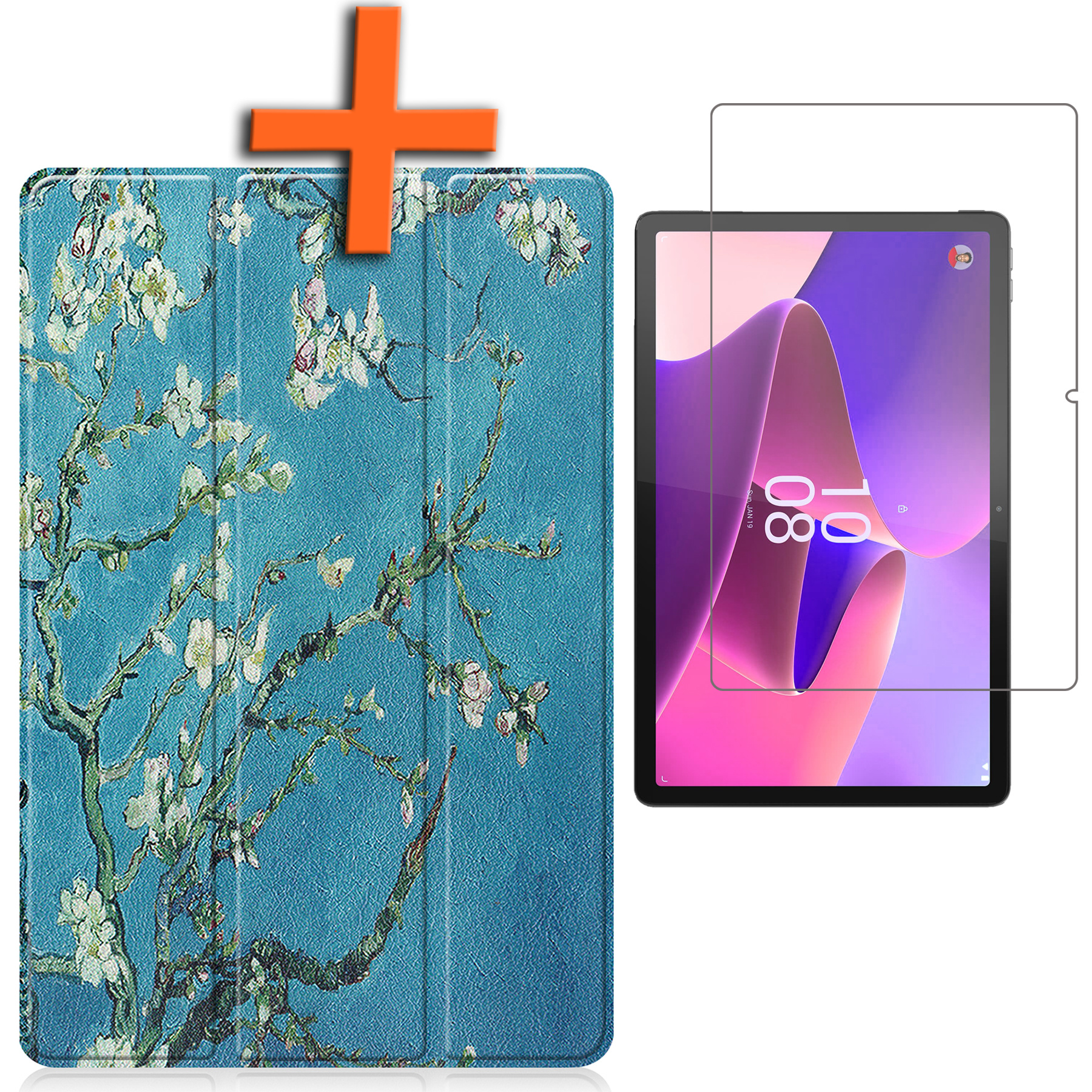Nomfy Hoes Geschikt voor Lenovo Tab P11 Pro Hoes Tri-fold Tablet Hoesje Case Met Uitsparing Geschikt voor Lenovo Pen Met Screenprotector - Hoesje Geschikt voor Lenovo Tab P11 Pro Hoesje Hardcover Bookcase - Bloesem