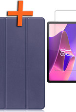 Nomfy Hoes Geschikt voor Lenovo Tab P11 Pro Hoes Tri-fold Tablet Hoesje Case Met Uitsparing Geschikt voor Lenovo Pen Met Screenprotector - Hoesje Geschikt voor Lenovo Tab P11 Pro Hoesje Hardcover Bookcase - Donkerblauw
