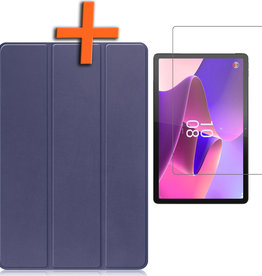 Nomfy Nomfy Lenovo Tab P11 Pro (2e Gen) Hoesje Met Uitsparing Apple Pencil Met Screenprotector - Donkerblauw