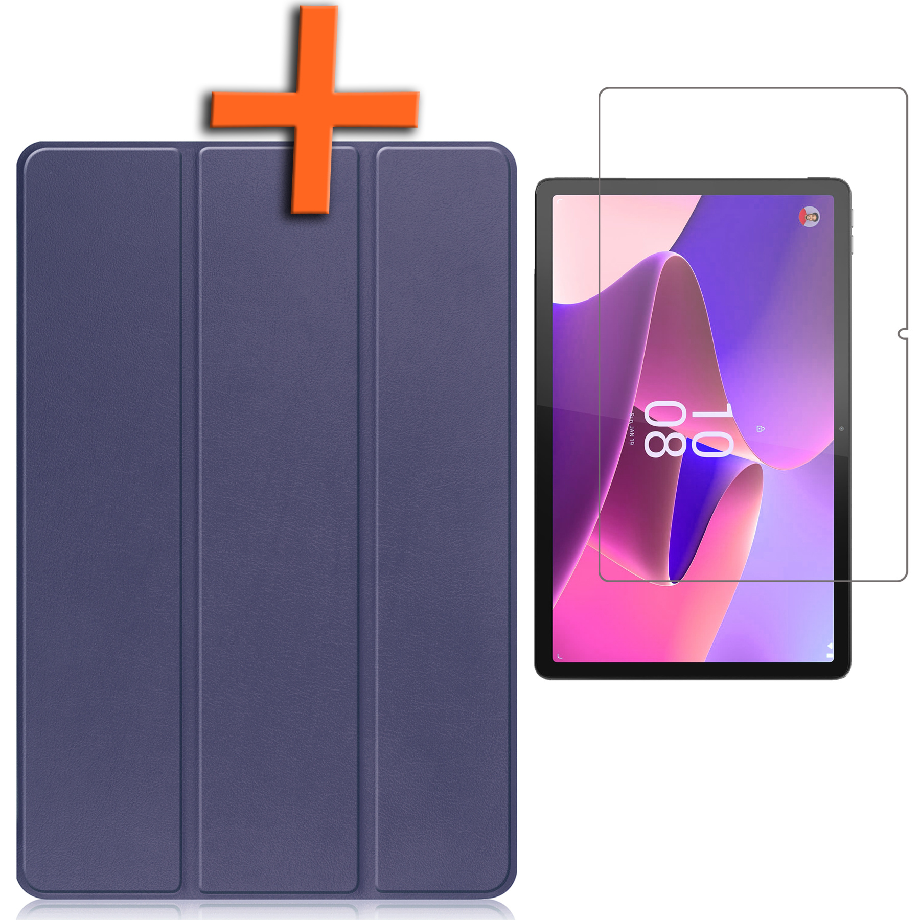 Nomfy Hoes Geschikt voor Lenovo Tab P11 Pro Hoes Tri-fold Tablet Hoesje Case Met Uitsparing Geschikt voor Lenovo Pen Met Screenprotector - Hoesje Geschikt voor Lenovo Tab P11 Pro Hoesje Hardcover Bookcase - Donkerblauw