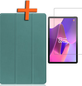 Nomfy Nomfy Lenovo Tab P11 Pro (2e Gen) Hoesje Met Uitsparing Apple Pencil Met Screenprotector - Donkergroen