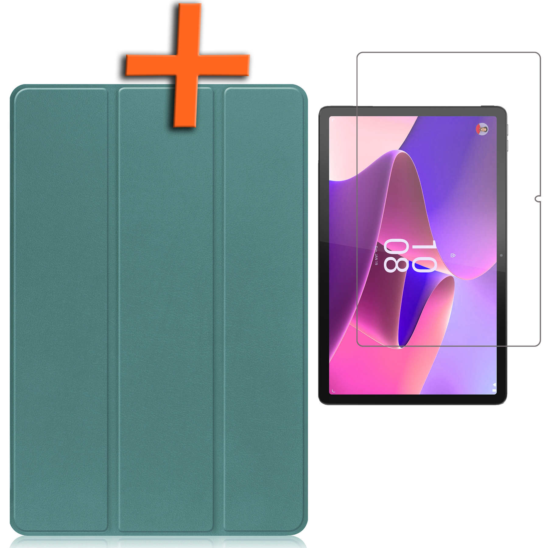 Nomfy Hoes Geschikt voor Lenovo Tab P11 Pro Hoes Tri-fold Tablet Hoesje Case Met Uitsparing Geschikt voor Lenovo Pen Met Screenprotector - Hoesje Geschikt voor Lenovo Tab P11 Pro Hoesje Hardcover Bookcase - Donkergroen