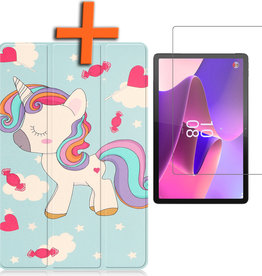 Nomfy Nomfy Lenovo Tab P11 Pro (2e Gen) Hoesje Met Uitsparing Apple Pencil Met Screenprotector - Eenhoorn