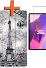 Nomfy Hoes Geschikt voor Lenovo Tab P11 Pro Hoes Tri-fold Tablet Hoesje Case Met Uitsparing Geschikt voor Lenovo Pen Met Screenprotector - Hoesje Geschikt voor Lenovo Tab P11 Pro Hoesje Hardcover Bookcase - Eiffeltoren