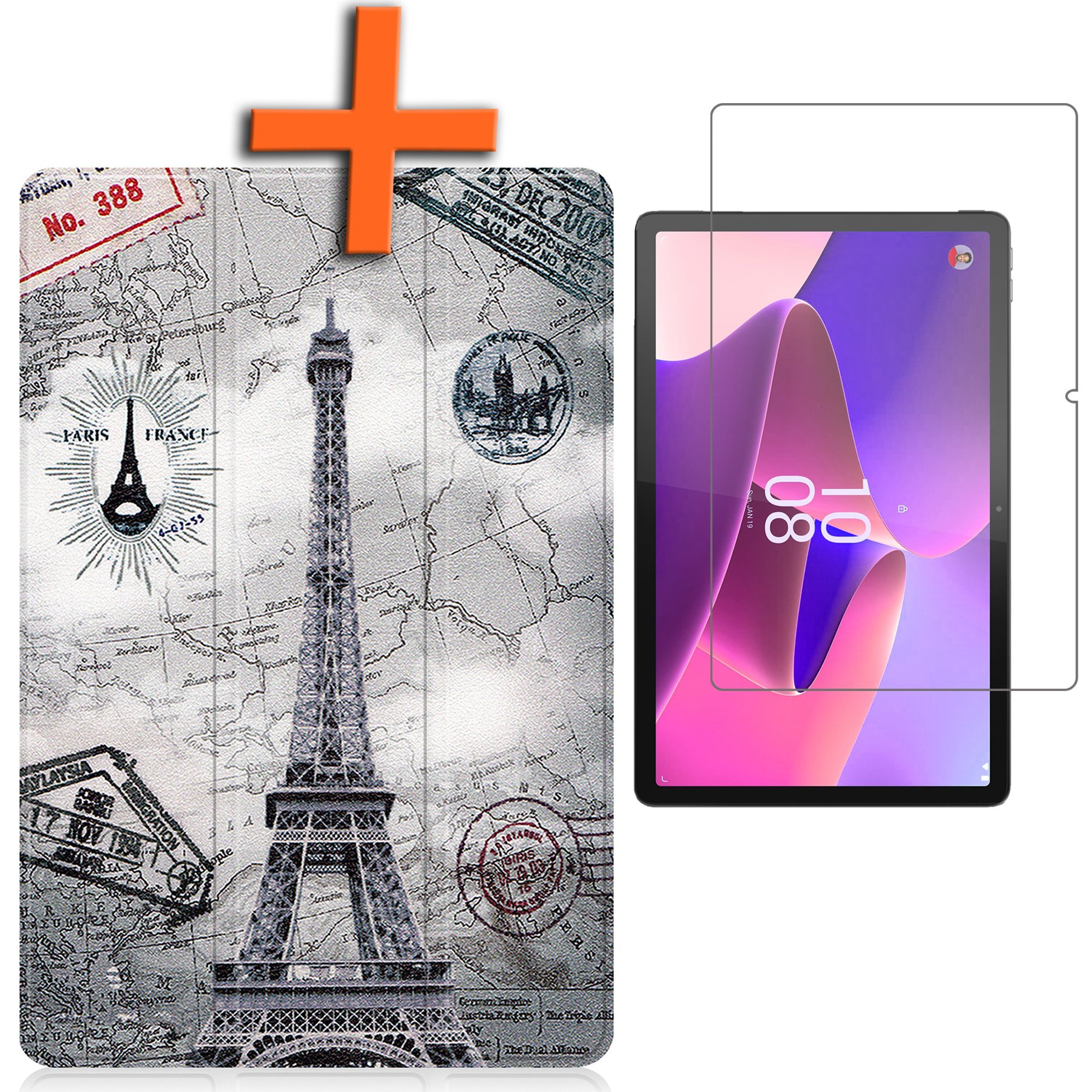 Nomfy Hoes Geschikt voor Lenovo Tab P11 Pro Hoes Tri-fold Tablet Hoesje Case Met Uitsparing Geschikt voor Lenovo Pen Met Screenprotector - Hoesje Geschikt voor Lenovo Tab P11 Pro Hoesje Hardcover Bookcase - Eiffeltoren