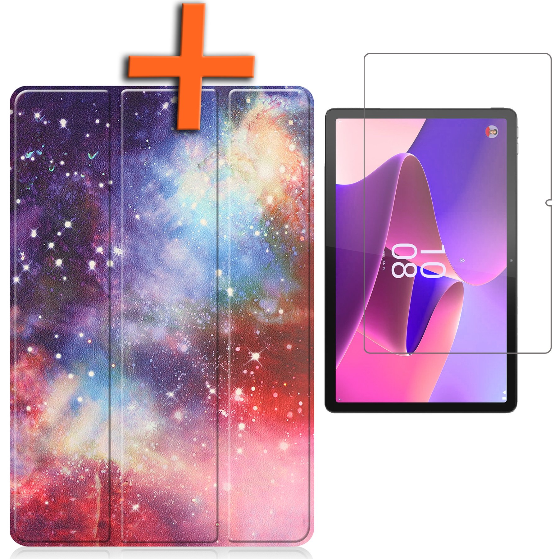 Nomfy Hoes Geschikt voor Lenovo Tab P11 Pro Hoes Tri-fold Tablet Hoesje Case Met Uitsparing Geschikt voor Lenovo Pen Met Screenprotector - Hoesje Geschikt voor Lenovo Tab P11 Pro Hoesje Hardcover Bookcase - Galaxy
