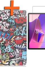 Nomfy Hoes Geschikt voor Lenovo Tab P11 Pro Hoes Tri-fold Tablet Hoesje Case Met Uitsparing Geschikt voor Lenovo Pen Met Screenprotector - Hoesje Geschikt voor Lenovo Tab P11 Pro Hoesje Hardcover Bookcase - Graffity