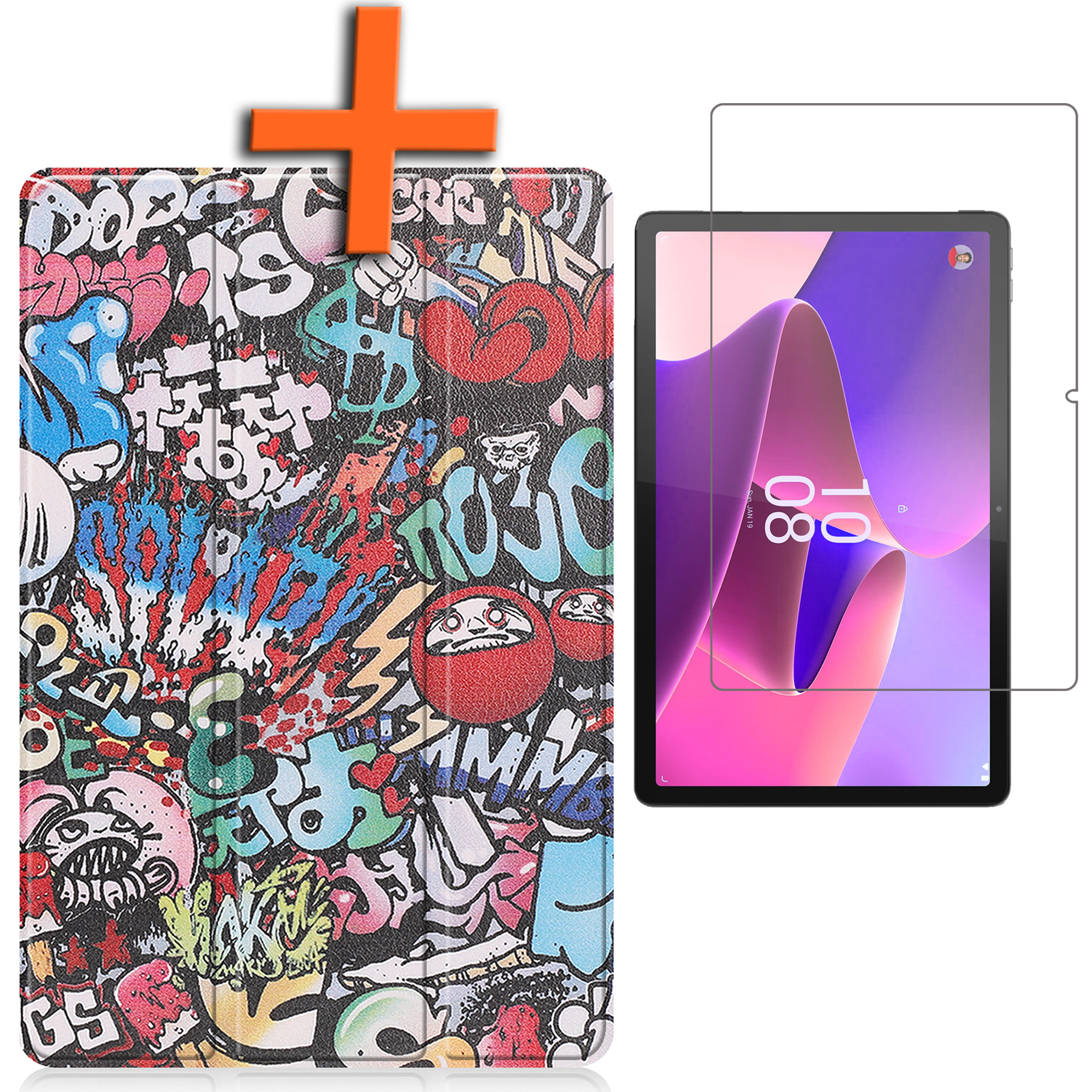 Nomfy Hoes Geschikt voor Lenovo Tab P11 Pro Hoes Tri-fold Tablet Hoesje Case Met Uitsparing Geschikt voor Lenovo Pen Met Screenprotector - Hoesje Geschikt voor Lenovo Tab P11 Pro Hoesje Hardcover Bookcase - Graffity