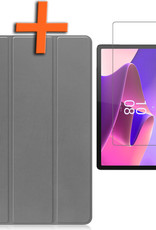 Nomfy Hoes Geschikt voor Lenovo Tab P11 Pro Hoes Tri-fold Tablet Hoesje Case Met Uitsparing Geschikt voor Lenovo Pen Met Screenprotector - Hoesje Geschikt voor Lenovo Tab P11 Pro Hoesje Hardcover Bookcase - Grijs