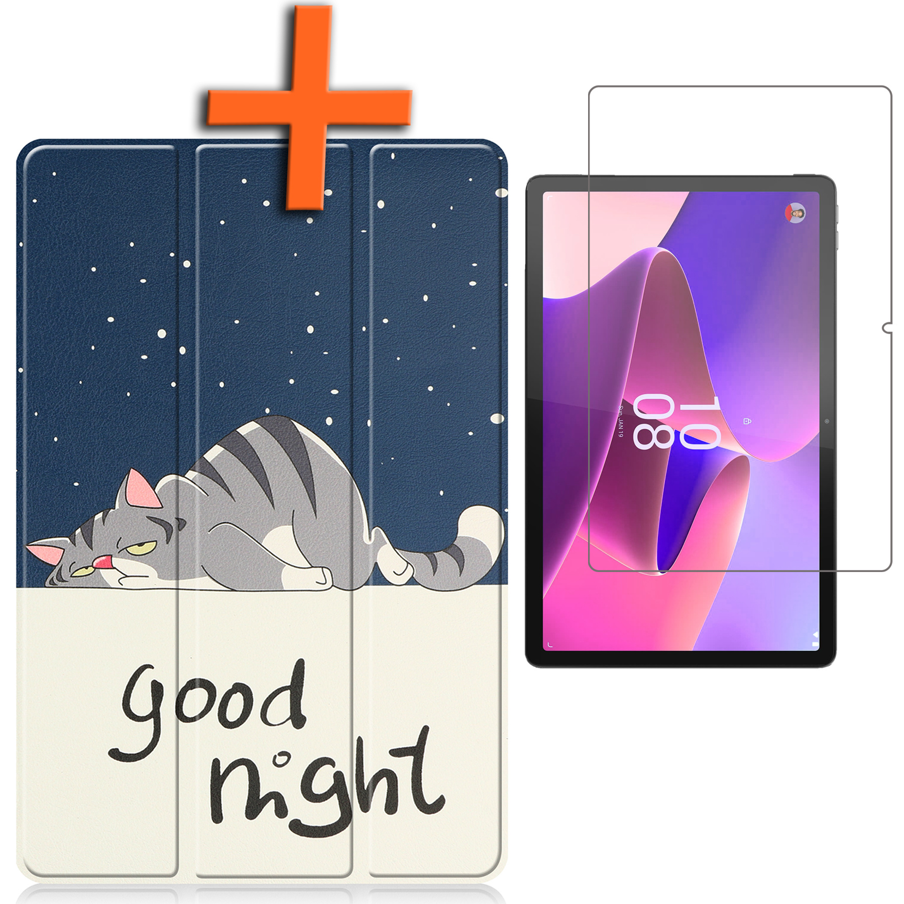 Nomfy Hoes Geschikt voor Lenovo Tab P11 Pro Hoes Tri-fold Tablet Hoesje Case Met Uitsparing Geschikt voor Lenovo Pen Met Screenprotector - Hoesje Geschikt voor Lenovo Tab P11 Pro Hoesje Hardcover Bookcase - Kat