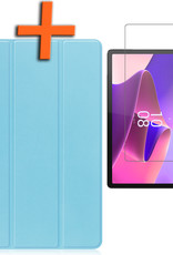 Nomfy Hoes Geschikt voor Lenovo Tab P11 Pro Hoes Tri-fold Tablet Hoesje Case Met Uitsparing Geschikt voor Lenovo Pen Met Screenprotector - Hoesje Geschikt voor Lenovo Tab P11 Pro Hoesje Hardcover Bookcase - Lichtblauw